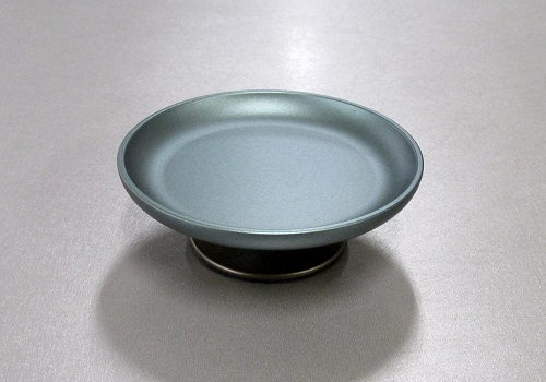 ■高月・供物台　アルミ供物皿　3.0寸　緑