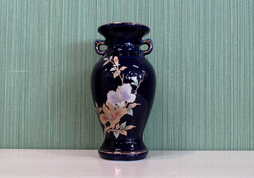◇花瓶・サギ型花立　ルリ木蓮サギ　7.0寸