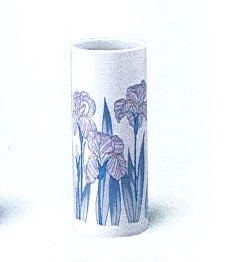 ◇陶器製花瓶　アヤメ投入　6.5寸