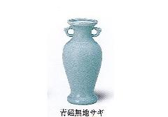 ◇花瓶・サギ型花立　青磁無地サギ　8.0寸