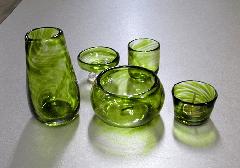 ●オリジナルガラス仏具　5具足　モス　