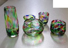 ●オリジナルガラス仏具　5具足　マーブル