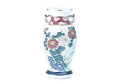 ◇花瓶・サギ型花立　赤絵　8.0寸×1対(2ヶ)
