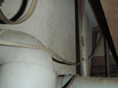 建物裏側増築部に大きな隙間が開いており床下に容易に侵入出来る状態でした。