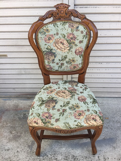 高価値セリー フランスアンティーク猫脚サロンチェア/木製肘掛け椅子/刺繍(69-221-1) その他