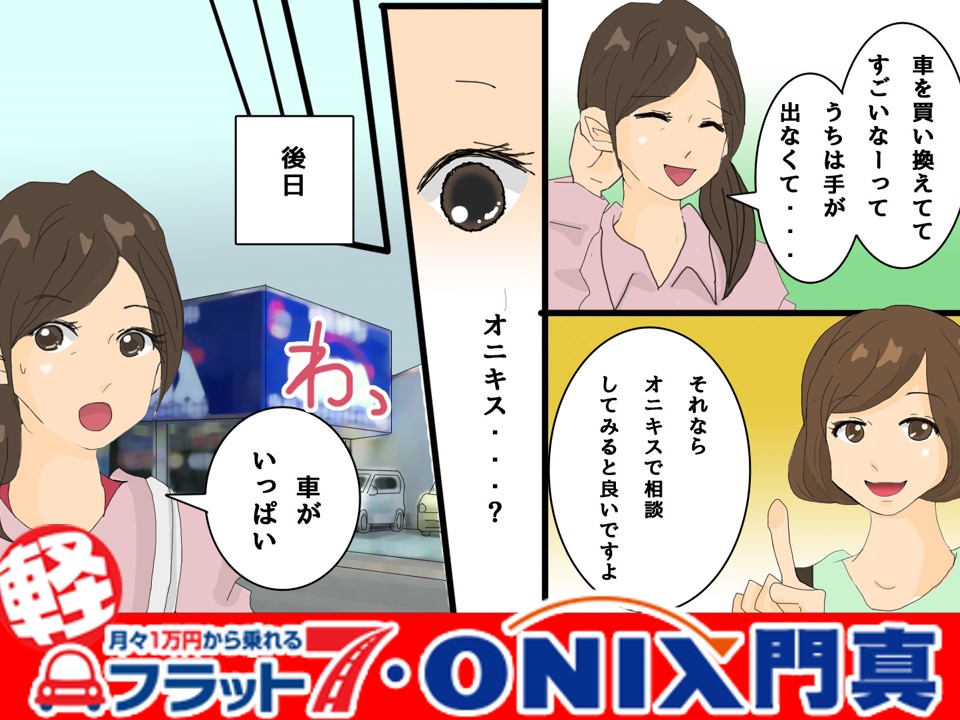 軽リースのフラット7オニキス大阪門真店のアニメ