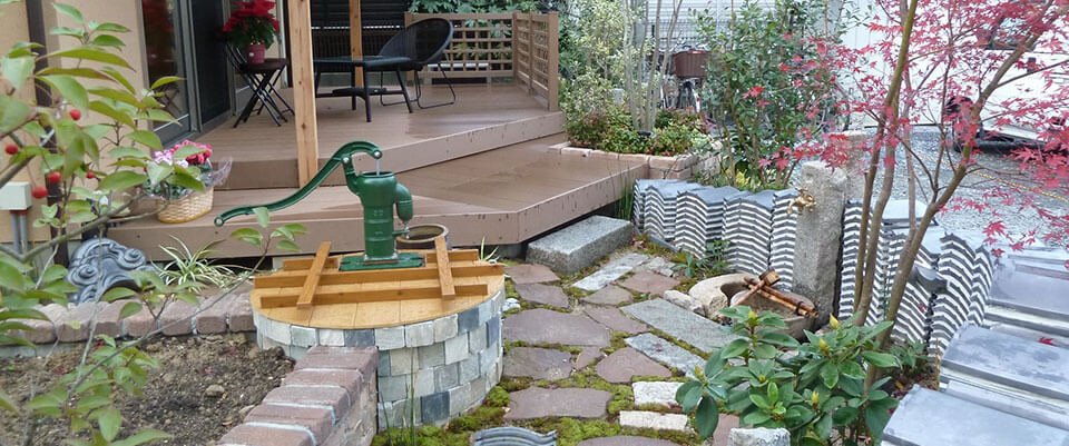 井戸のある外構、造園