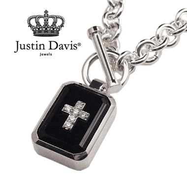 Justin Davis snj115 ONYX SQUARE STONE NECKLACE 50cm