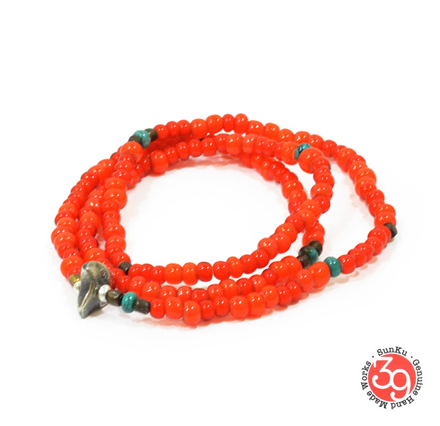 Sunku LTD-008 Antique Beads Necklace & Bracelet Orange