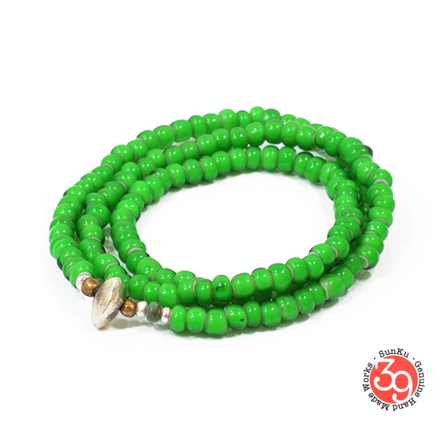 Sunku LTD-010 White Heart Beads Necklace & Bracelet Green 