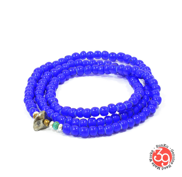 Sunku LTD-012 White Heart Beads Necklace & Bracelet Navy