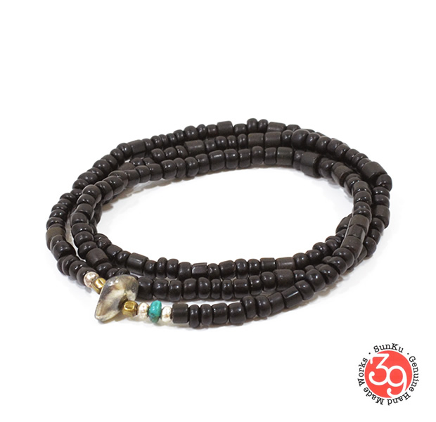 Sunku LTD-014 Antique Beads Necklace & Bracelet Black