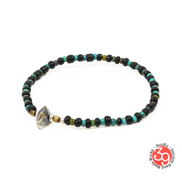 Sunku LTD-015 Antique Beads Bracelet Black x Turquoise