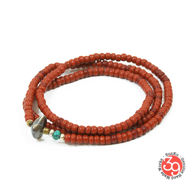 Sunku LTD-020 Antique Beads Necklace & Bracelet Brown