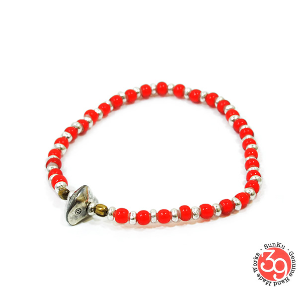 Sunku SK-037 White Heart & Silver Beads Bracelet