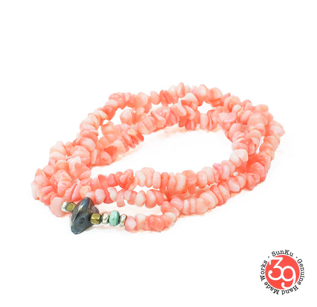 Sunku SK-052 Pink Coral Necklace & Bracelet