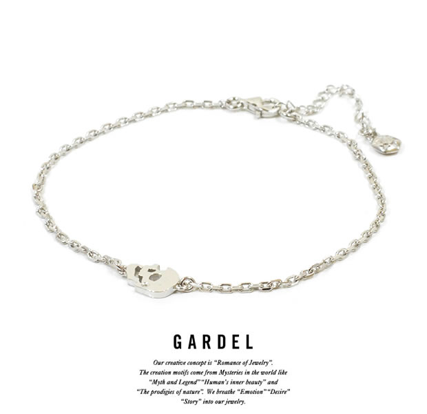 GARDEL gda002D Teardrop skull Anklet Silver