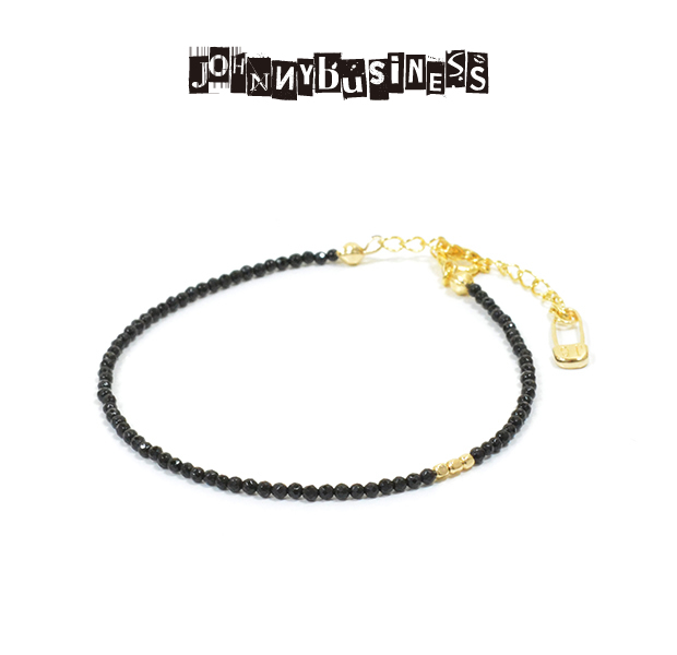 JOHNNY BUISINESS JB03B16S Basic Black Bracelet Gold on Brass