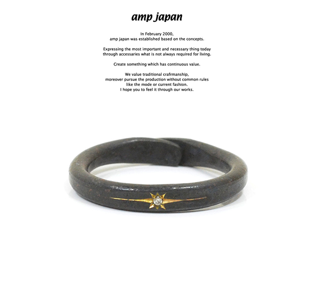 amp japan 16AO-210 Black Brass Ring With Diamond