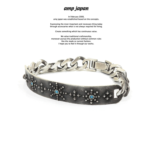 amp japan 16AO-467 X Studs ID Plate Bracelet