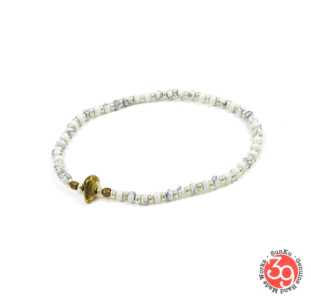 Sunku SK-187 HWL Silver x Beads Anklet