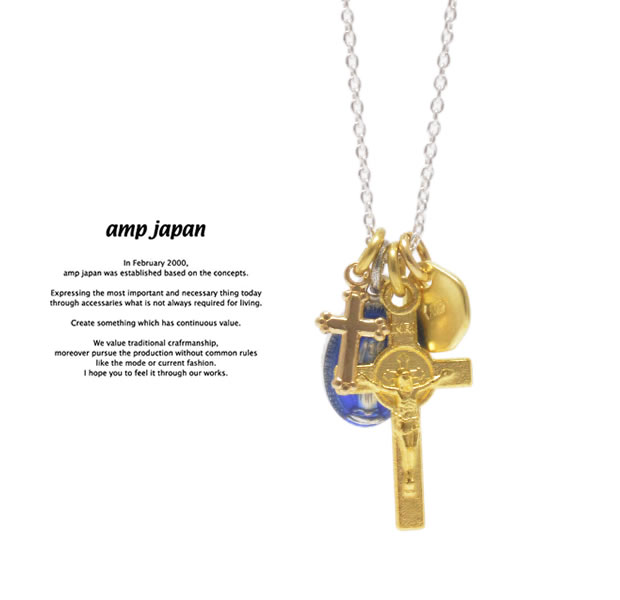 amp japan 16AHK-176 Medaille Miraculeuse Mix Necklace -Blue Epoxy-