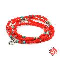 Sunku SK-086 White Heart & Turquoise Long Necklace W/Peace