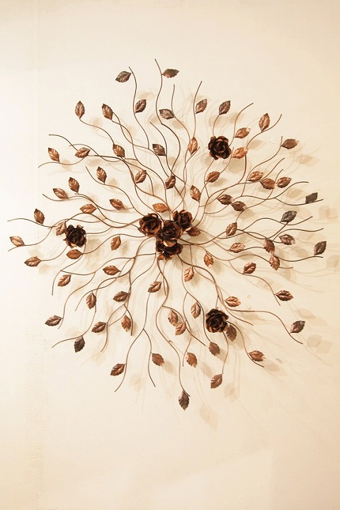 アイアン ウォールデコ(壁掛け飾り・アート)バラの木（小