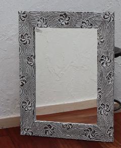 木製　壁掛けミラー/鏡　(プルメリア彫りデザイン)