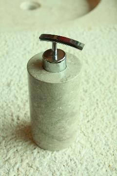 天然石（大理石）洗剤ディスペンサーボトル　ベージュグレーMサイズ