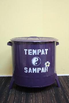 ドラム缶ゴミ箱/ダストボックス紫（大）