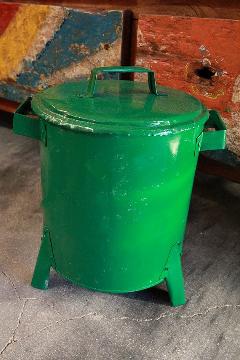 ドラム缶ゴミ箱/ダストボックス緑（ミニ）