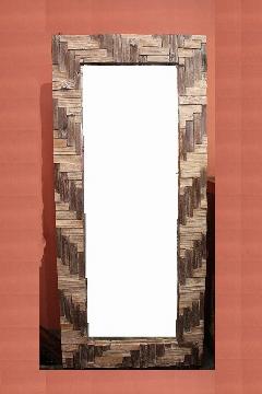 木製　壁掛けミラー/鏡　コンビブラウンＬ