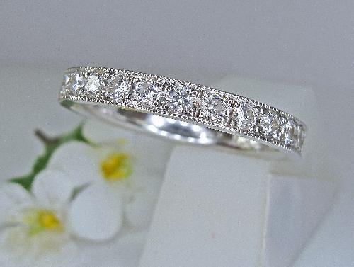 結婚指輪、マリッジリングのオーダー。ジュエリーリフォーム K18ダイヤモンドファッションリング～高品質アンティークミル打ちエタニティーリングへ エンゲージリング・マリッジリングのオーダー