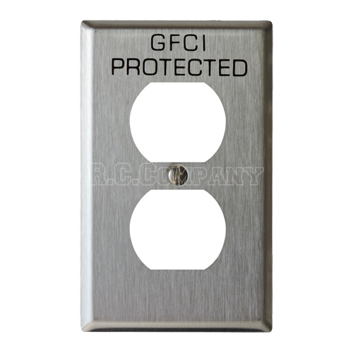 ステンレスヘアライン2口コンセントプレート GFCI PROTECTED（ブラック）