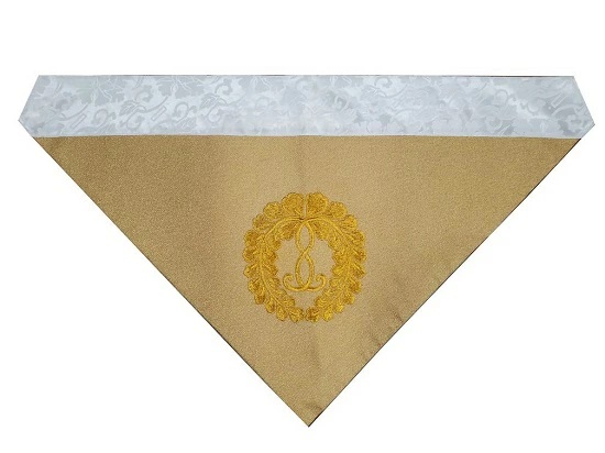 ・三角打敷 刺繍 西紋入 250代　「下り藤」本願寺派(西)