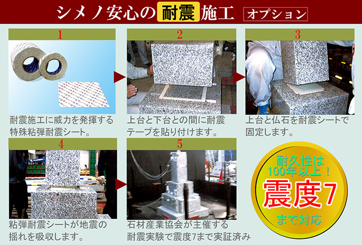 シメノの墓石-安心の耐震施工オプション