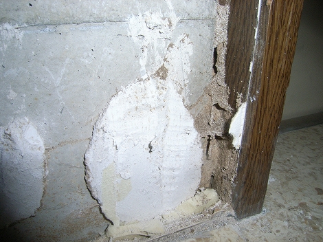 コンクリート造りの玄関枠シロアリ被害写真 白蟻 駆除 予防 調査 大阪 ヤマトシロアリ研究所 スマートフォン